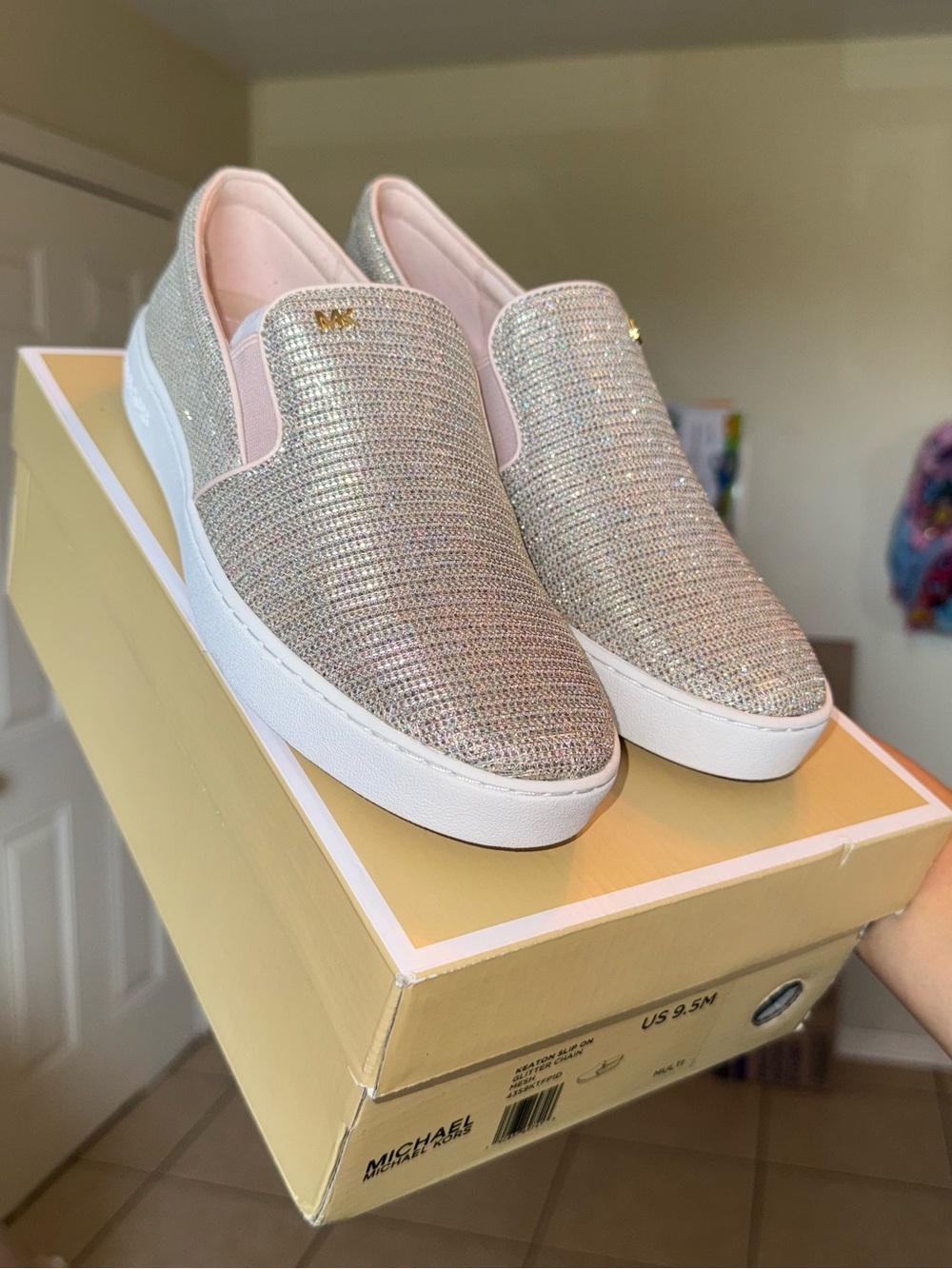 Michael Kors Women's Sparkling Silver Slip-On Sneakers